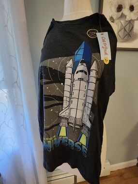 Cat & Jack Charcoal Rocket Tee with Blue Accents Glow In The Dark - Boys 14